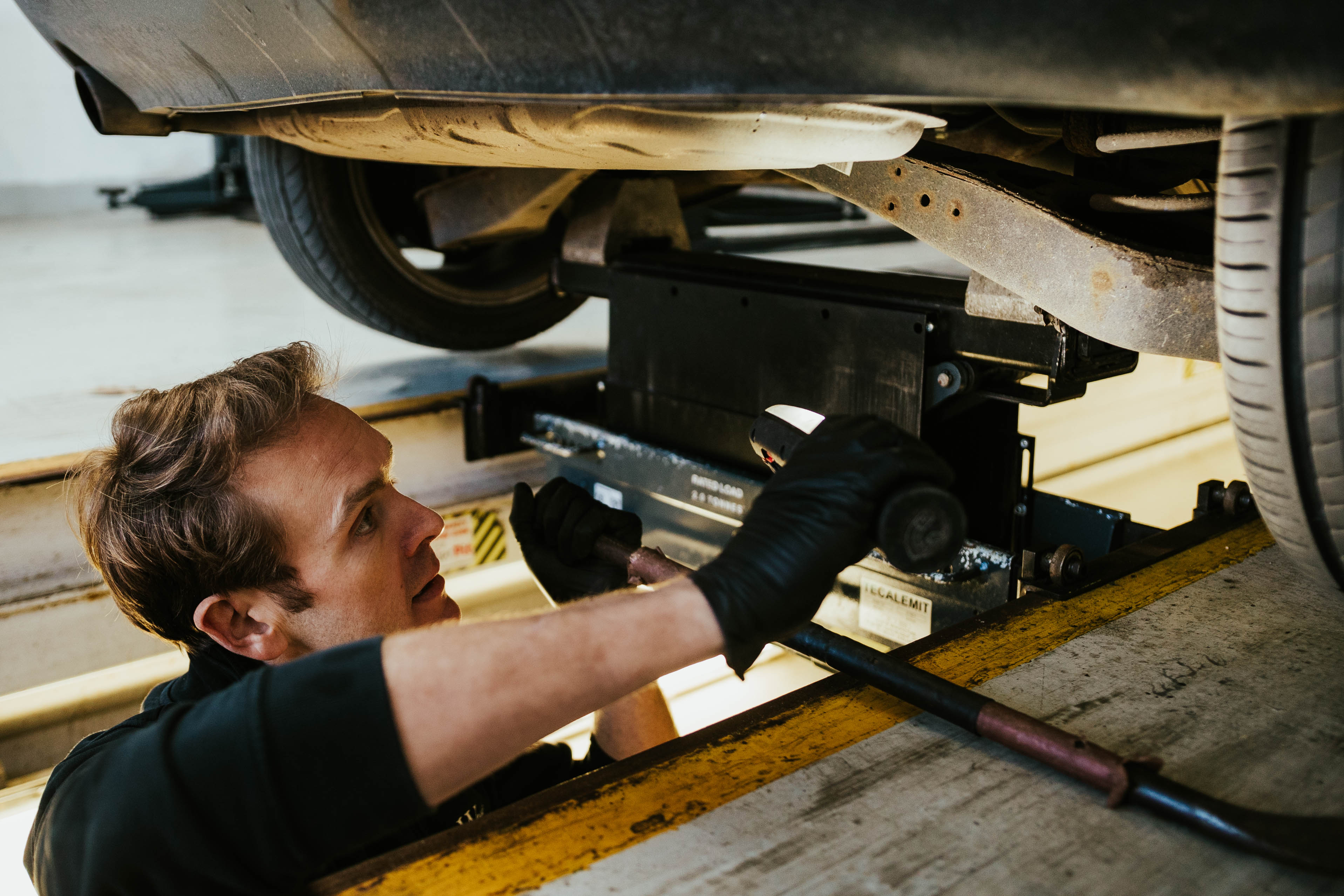 Garage team performing repairs